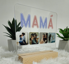 Cargar imagen en el visor de la galería, Lámpara Mamá 4 fotos personalizada con letras a color - Imagina Y Compra
