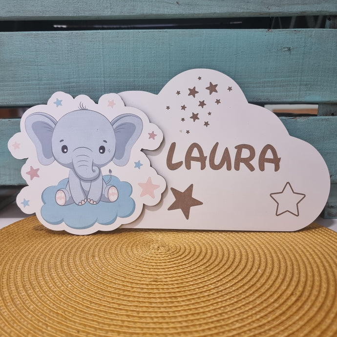 Letrero Elefante Personalizado en madera - Imagina Y Compra