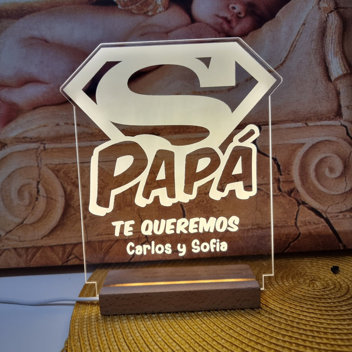 Lámpara Súper Papá Personalizada - Imagina Y Compra