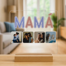 Load image into Gallery viewer, Lámpara Mamá 4 fotos personalizada con letras a color - Imagina Y Compra
