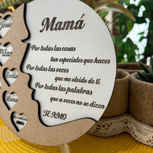 Cargar imagen en el visor de la galería, Placa Mamá Silueta de madera - Imagina Y Compra

