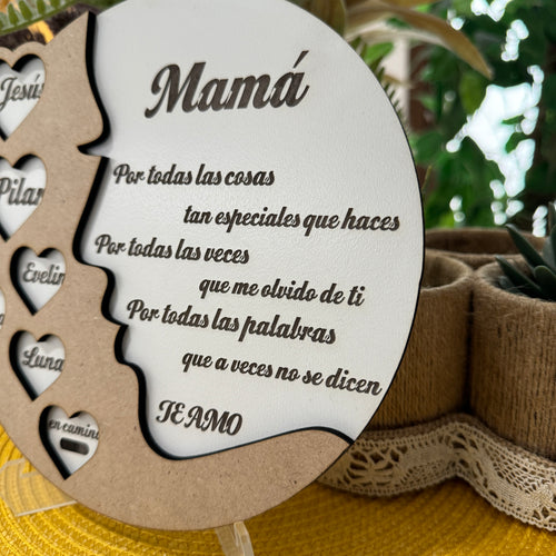 Placa Mamá Silueta de madera - Imagina Y Compra