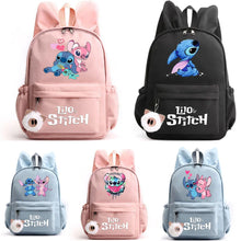 Load image into Gallery viewer, Mochila Lilo y Stitch con pom pom
