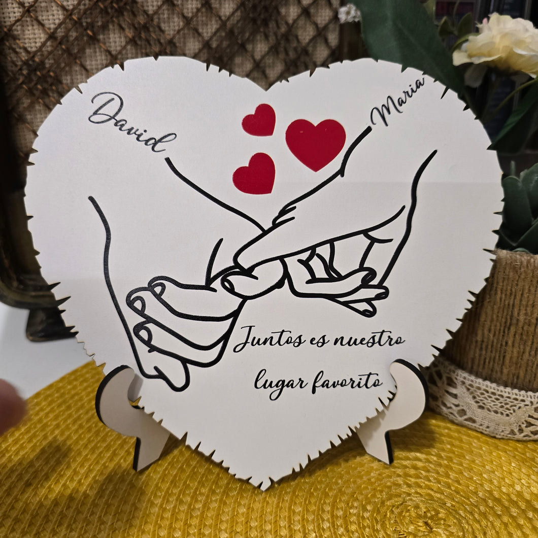 Corazón de madera Juntos