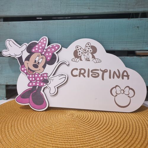 Letrero Minnie Personalizado en madera - Imagina Y Compra