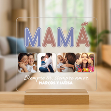 Load image into Gallery viewer, Lámpara Mamá 4 fotos personalizada con letras a color - Imagina Y Compra
