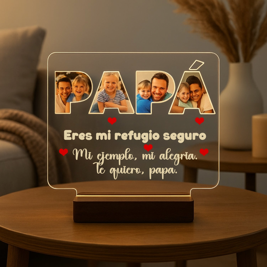 Lámpara Papá 4 Fotos Personalizadas - Imagina Y Compra